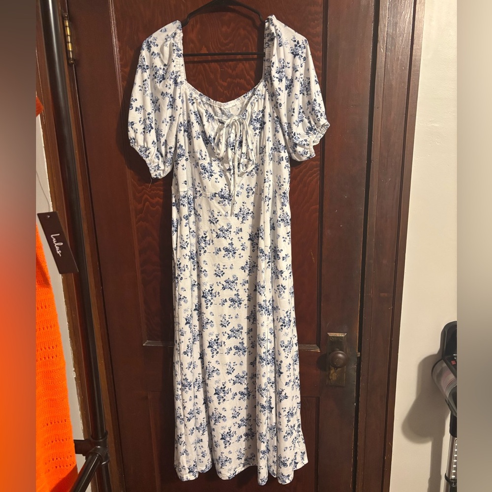 Floral Blue and White Dress